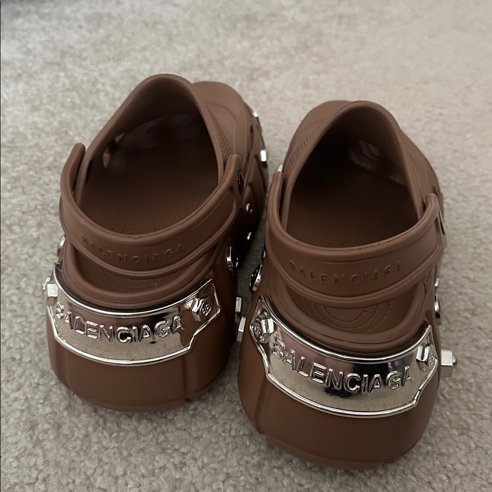 Brown Platform Clogs with Silver Accents - Picture 4 of 5